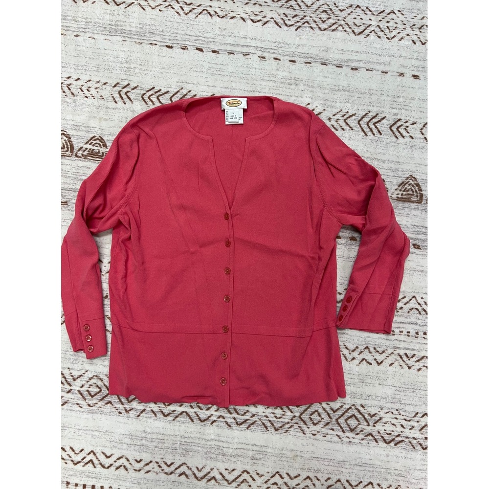 Talbots Womens Pink Cardigan Sweater Button‎ Front V Neck Size L